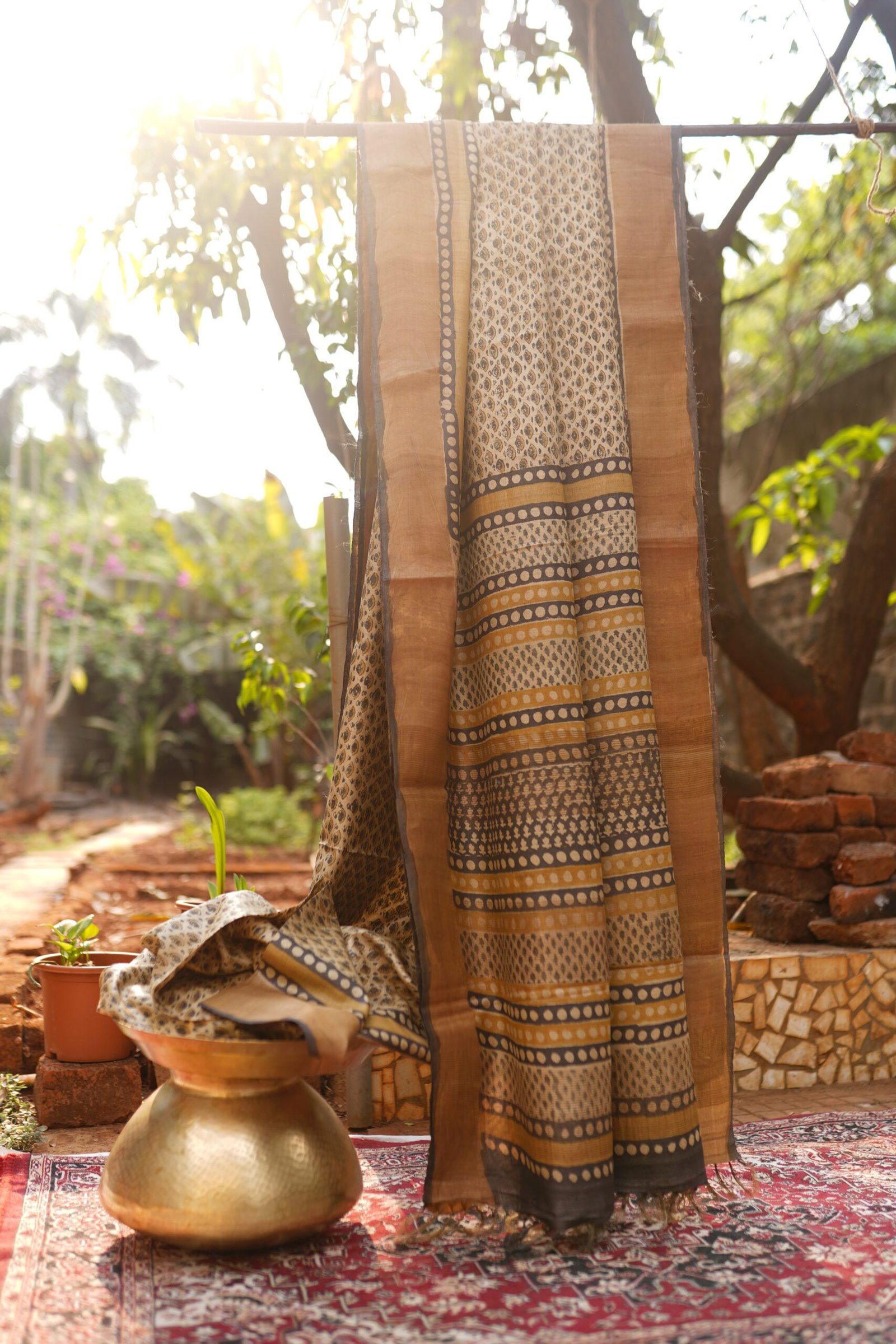 tussar print ajrakh sarees tussar print ajrakh sarees