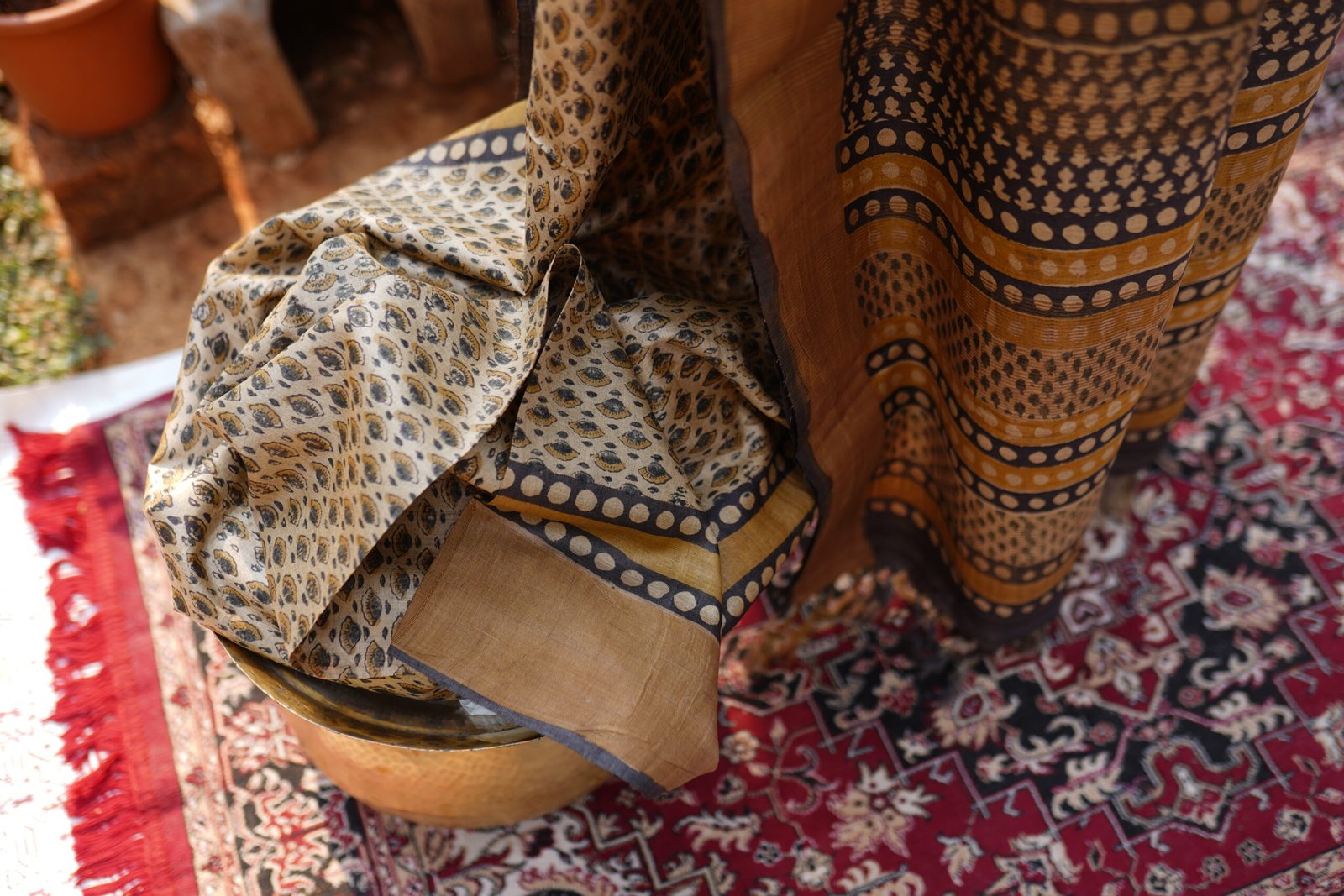 tussar print ajrakh sarees tussar print ajrakh sarees