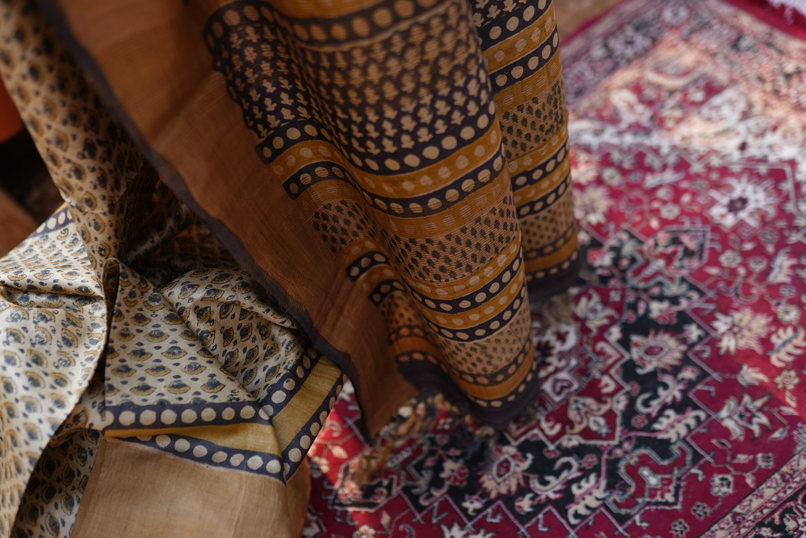 tussar print ajrakh sarees tussar print ajrakh sarees